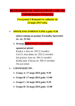 BEZPOŚREDNIE PRZYGOTOWANIE DO I SPOWIEDZI ŚWIĘTEJ