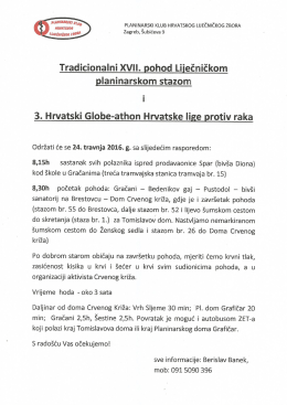 24. travnja, 2016. (nedjelja) - Tradicionalni XVII pohod Liječničkom
