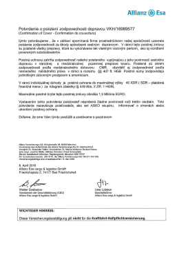 Page 1 Allianz (l) Esa Potvrdenie o poistení zodpovednosti
