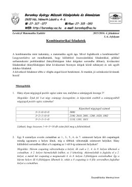 Kombinatorikai feladatok - Boronkay György Műszaki Középiskola