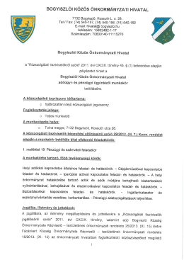 Bogyiszlói Közös Önkormányzati Hivatal pályázatot hirdet a