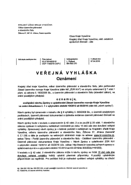 Veřejná vyhláška Oznámení o zveřejnění návrhu