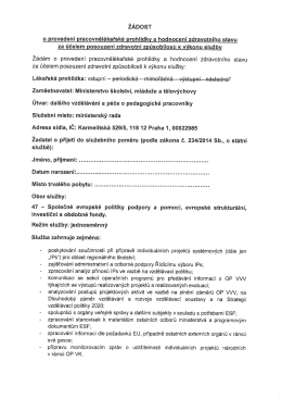 Page 1 Ž&Aacute;DOST o proveden&iacute; pracovněl&eacute;kařsk&eacute; prohl&iacute;dky a