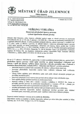 Stanoven&iacute; přechodn&eacute; &uacute;pravy provozu vydan&eacute; opatřen&iacute;m obecn&eacute;