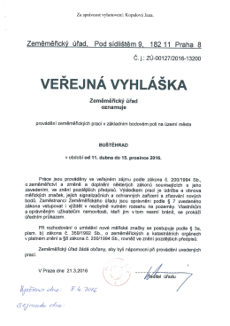 Veřejná vyhláška o provádění zeměměřičských prací v základním