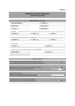 Vzor tiskopisu přihlášky pro zkoušku Matematika+ 2016/2017