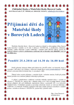 Zápis do MŠ 25.04. 2016