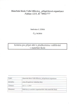 Kritéria přijetí 2016/2017