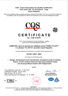 Page 1 CQS - Czech Association for Quality Certification Pod Lisem