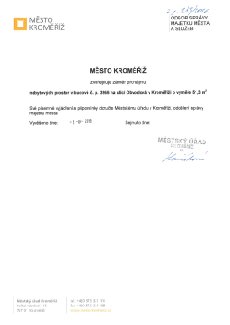 zveřejnění záměru pronájmu nebytových prostor v