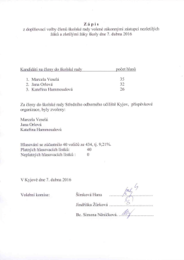 Zápis z doplňovací volby členů Školské rady