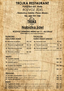 Delivery menu - Trojka restaurant