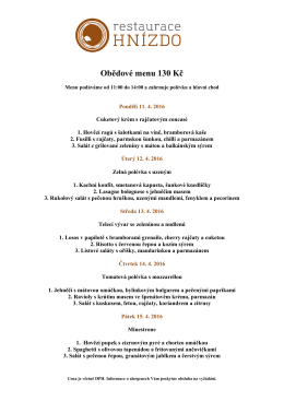 Obědové menu 130 Kč - BRuNO family park