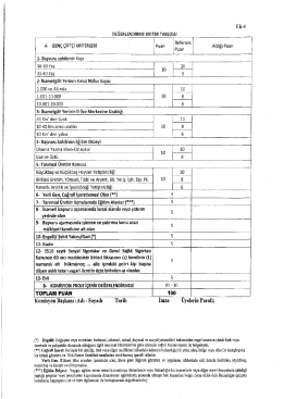 Page 1 Ek-4 DEĞERLENDİRMEKRİTER TABLOSU İReferans A