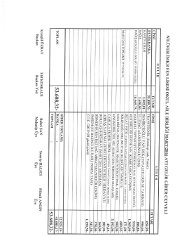 2016 Mart Ayı Gelir Gider Tablosu