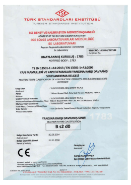 Yangına Diren&ccedil;li Levha TSE Belgesi