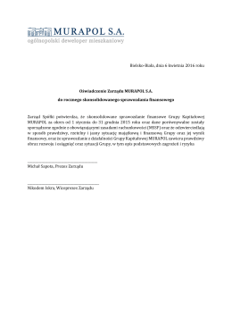 Oświadczenie Zarządu w sprawie skonsolid. spr. finans