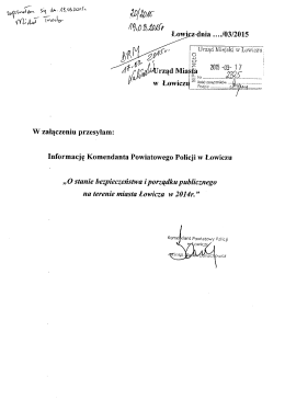 Informacja o stanie bezpieczeństwa i porządku publicznego za 2014 r.