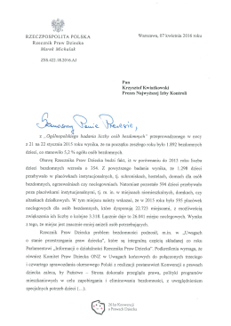 Wystąpienie generalne do Prezesa Najwyższej Izby Kontroli