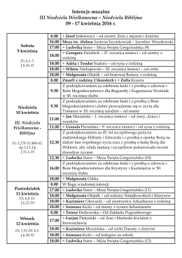 Intencje mszalne III Niedziela Wielkanocna – Niedziela Biblijna 09