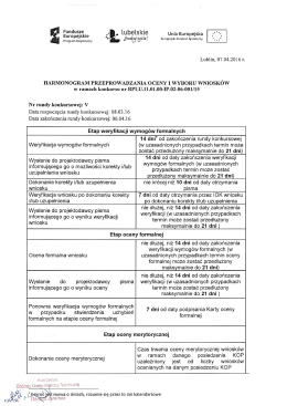 Harmonogram oceny i naboru wniosków