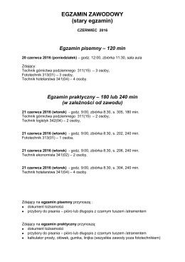 Terminy egzaminów zawodowych (starych) – czerwiec 2016