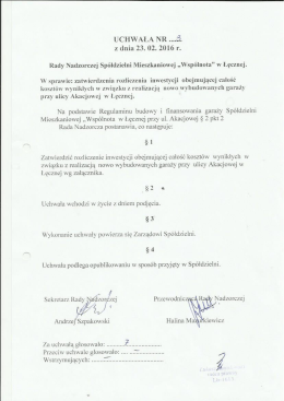 Uchwały nr 3 Rady Nadzorczej