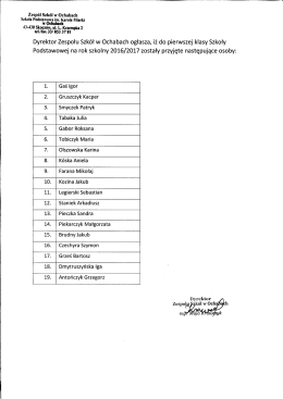 Lista os&oacute;b przyjętych do pierwszej klasy Szkoły