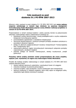 Cele ewaluacji ex-post działania IV.1 PO RPW 2007-2013