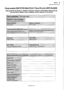Oświadczenie właściciela, trenera, hodowcy, dżokeja