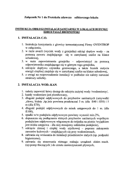 Załącznik Nr 1 do Protokolu zdawczo odbiorczego lokalu