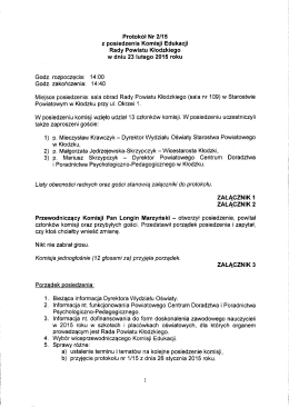 Protokół nr 2/15 z posiedzenia Komisji Edukacji w dniu 23 lutego