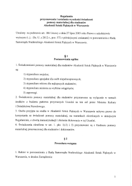 Regulamin &ndash; pomoc materialna - Akademia Sztuk Pięknych w