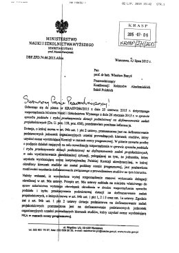 Odpowiedź KRASP dotycząca Rozporządzenia Ministra Nauki i