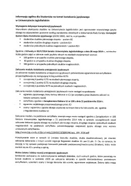 Informacja og&oacute;lna na temat kształcenia językowego w