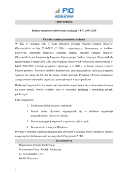 Temat badania: Badanie systemu monitorowania realizacji P FIO