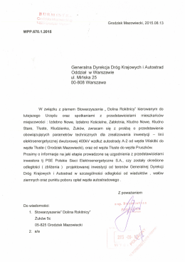 Pismo do Generalnej Dyrekcji Dróg Krajowych i Autostrad