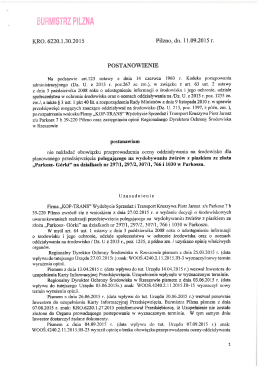 KRO. 62201302015 Pilzno, dn. 11.09.2015 r. POSTANOWIENIE