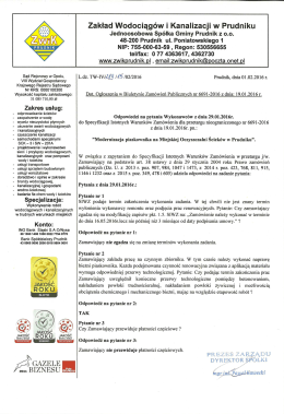 15. Odpowiedź na pytania z dnia 29.01.2016