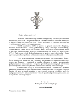 List Andrzeja Kraśnickiego Prezesa Polskiego Komitetu Olimpijskiego