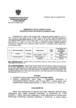 oKREsowA ocENA JAKOŚCI woDY