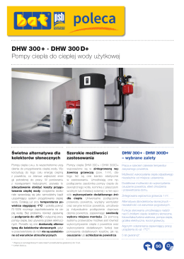 DHW 300 + · DHW 300 D+ Pompy ciepła do ciepłej wody użytkowej