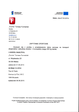 Zapytanie ofertowe z dnia 7 maja 2015 na transport