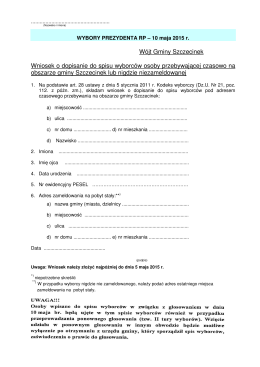 Wójt Gminy Szczecinek Wniosek o dopisanie do spisu wyborców