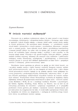 16. Zygmunt Bauman - W świecie wartości utylitarnych