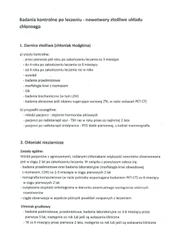 Badania kontrolne po leczeniu - nowotwory złośliwe układu chłonnego