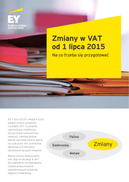 Zmiany w VAT od 1 lipca 2015