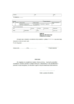 Formularz dot. : rezygnacji