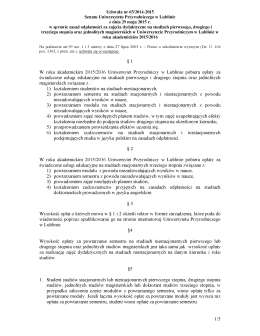Uchwała nr 65/2014-2015 - BIP - Uniwersytet Przyrodniczy w Lublinie