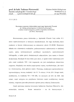 Recenzja Prof. dr hab. Tadeusz Piotrowski
